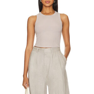 Enza Costa 'Silk' Pink Cropped Bold Sheath Tank Size S